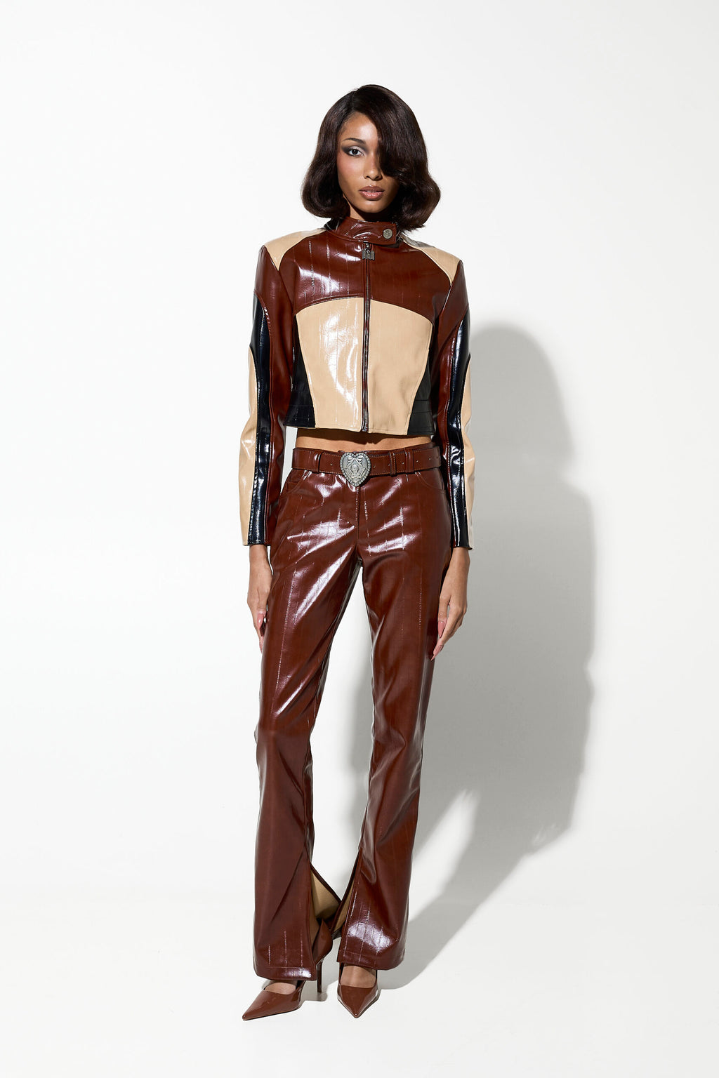 FAUX ΔΕΡΜΑ ΠΑΝΤΕΛΟΝΙ (BROWN) MILKWHITE
