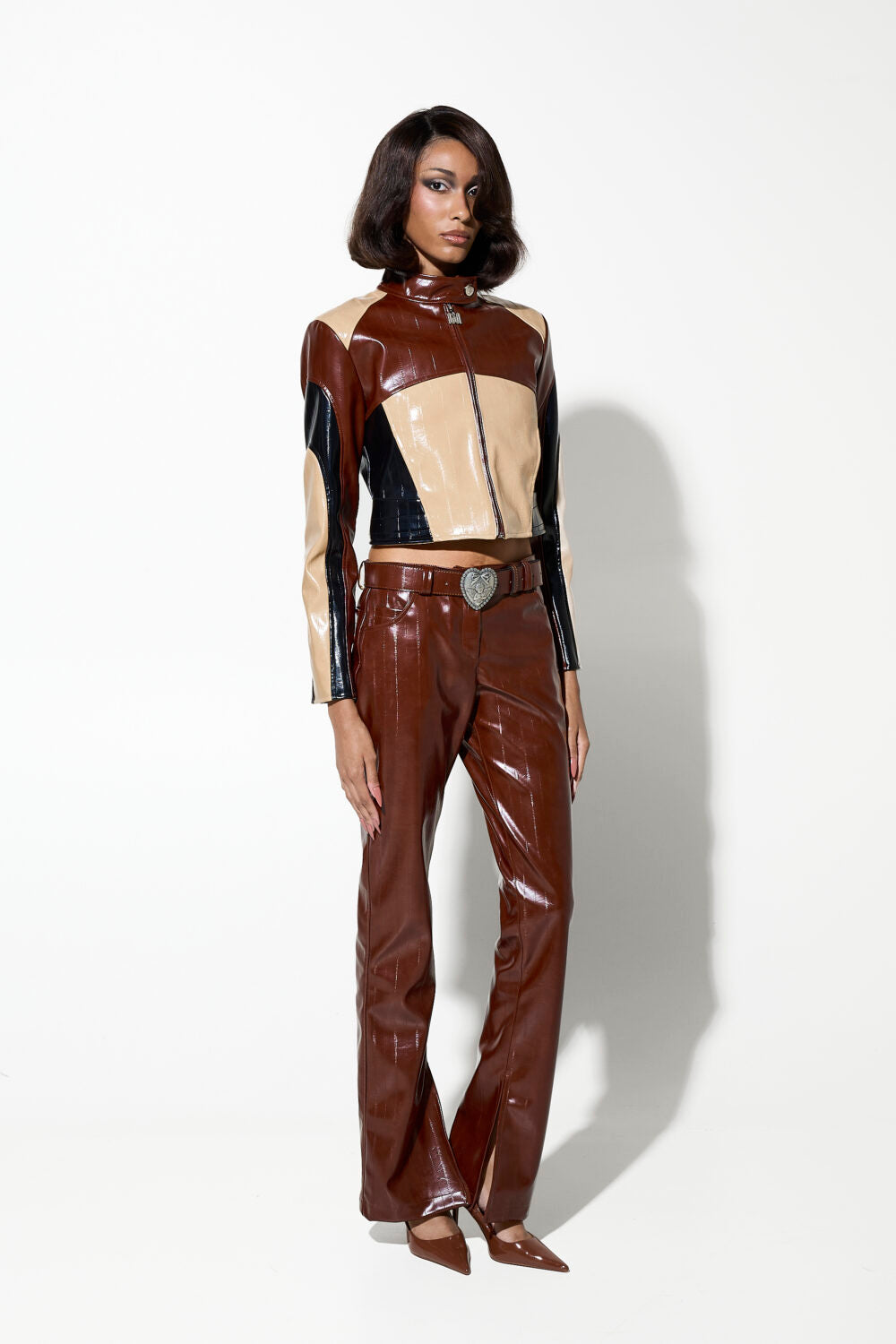 FAUX ΔΕΡΜΑ ΠΑΝΤΕΛΟΝΙ (BROWN) MILKWHITE