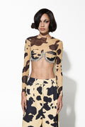 ΤΥΠΩΜΕΝΟ ΚΡΟΠ ΤΟΠ ΜΕ ΚΡΥΣΤΑΛΛΟΥΣ (MUSTARD COW) MILKWHITE