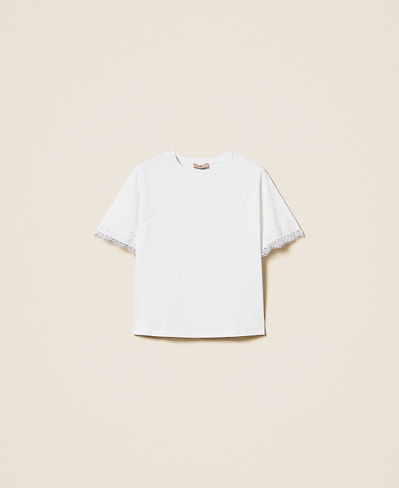 ΒΑΜΒΑΚΕΡΗ ΜΠΛΟΥΖΑ ΜΕ ΔΑΝΤΕΛΑ (WHITE) TWINSET