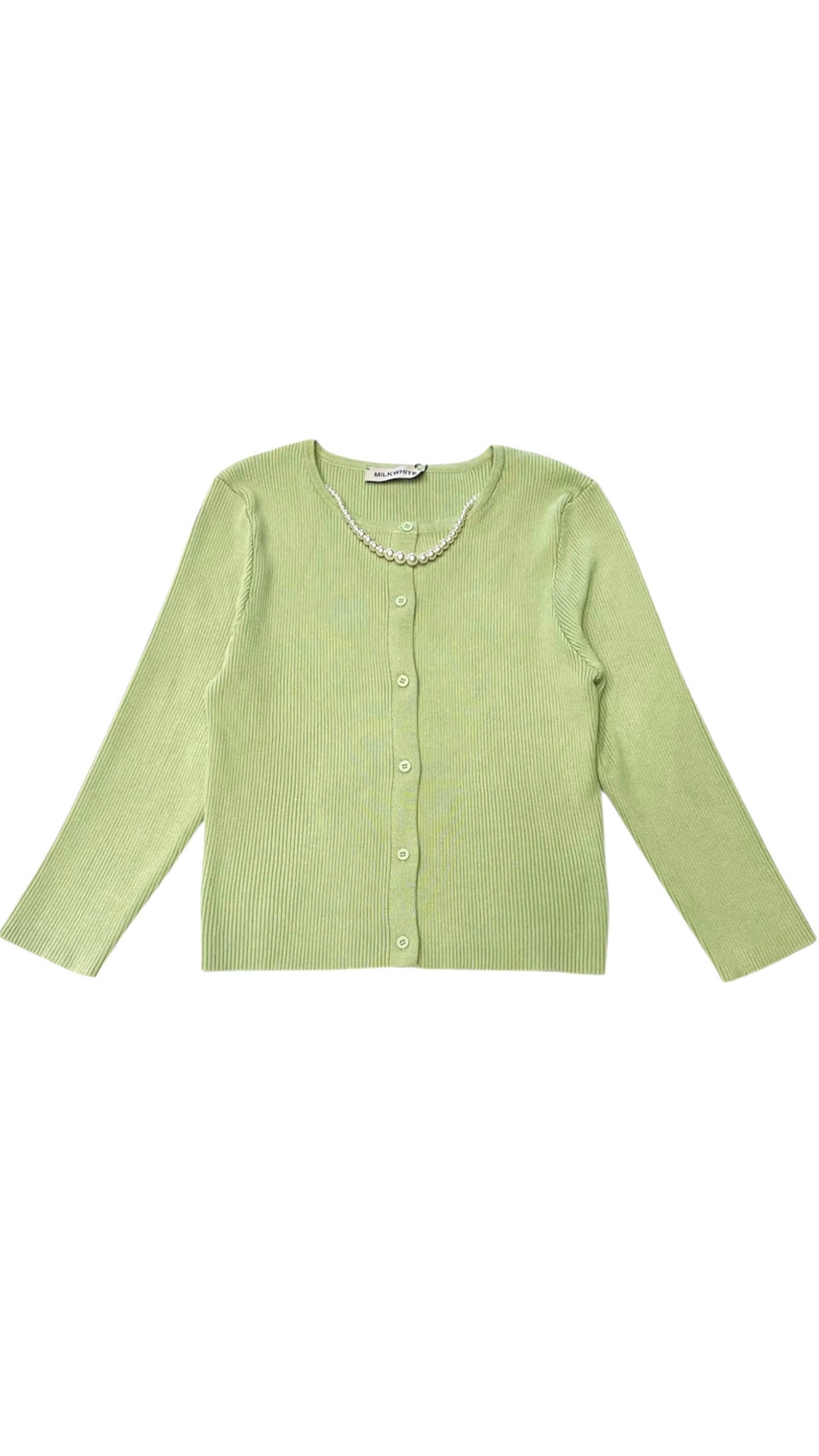 ΠΛΕΚΤΗ ΖΑΚΕΤΑ ΜΕ ΠΕΡΛΕΣ (MINT) MILKWHITE