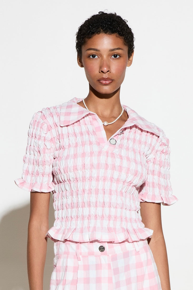 ΤΟΠ ΠΟΛΟ (VICHY PINK) MILKWHITE