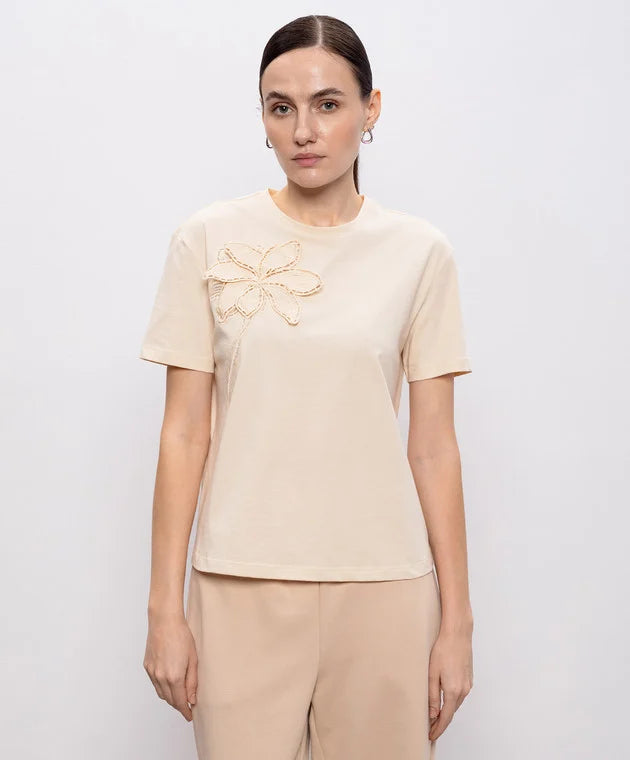 T-SHIRT ΜΕ ΑΝΑΓΛΥΦΟ ΛΟΥΛΟΥΔΙ TWINSET