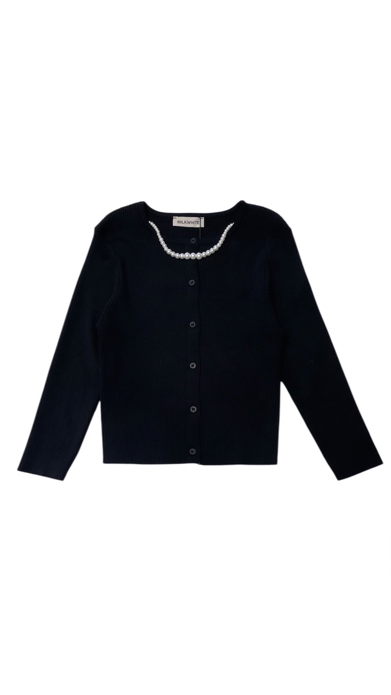 ΠΛΕΚΤΗ ΖΑΚΕΤΑ ΜΕ ΠΕΡΛΕΣ (BLACK) MILKWHITE