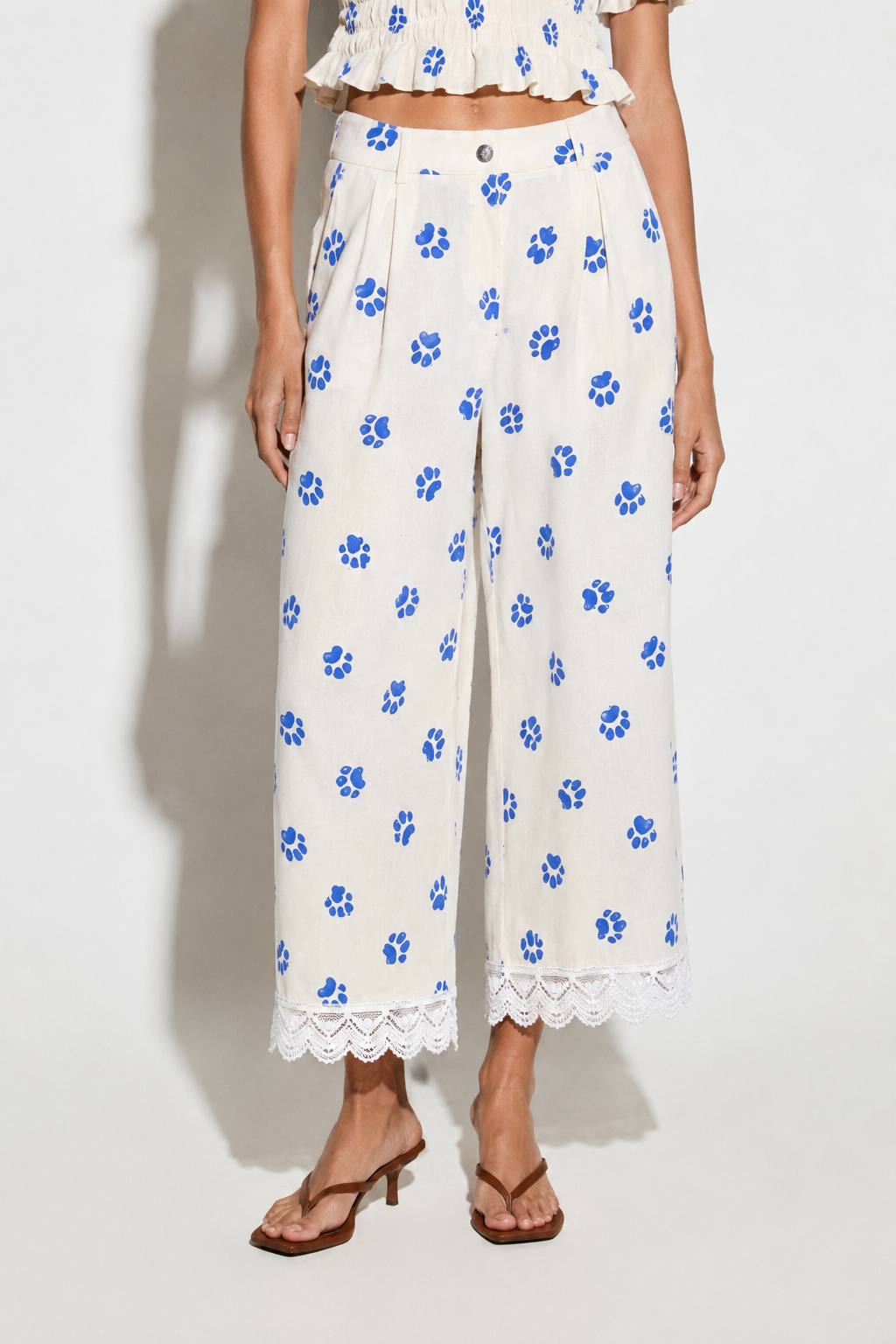 ΠΑΝΤΕΛΟΝΙ ΜΕ ΔΑΝΤΕΛΑ (FOOTPRINT BLUE) MILKWHITE