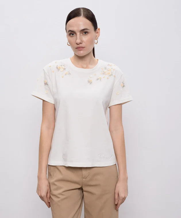 T-SHIRT ΜΕ ΑΝΑΓΛΥΦΟ ΚΕΝΤΗΜΑ TWINSET