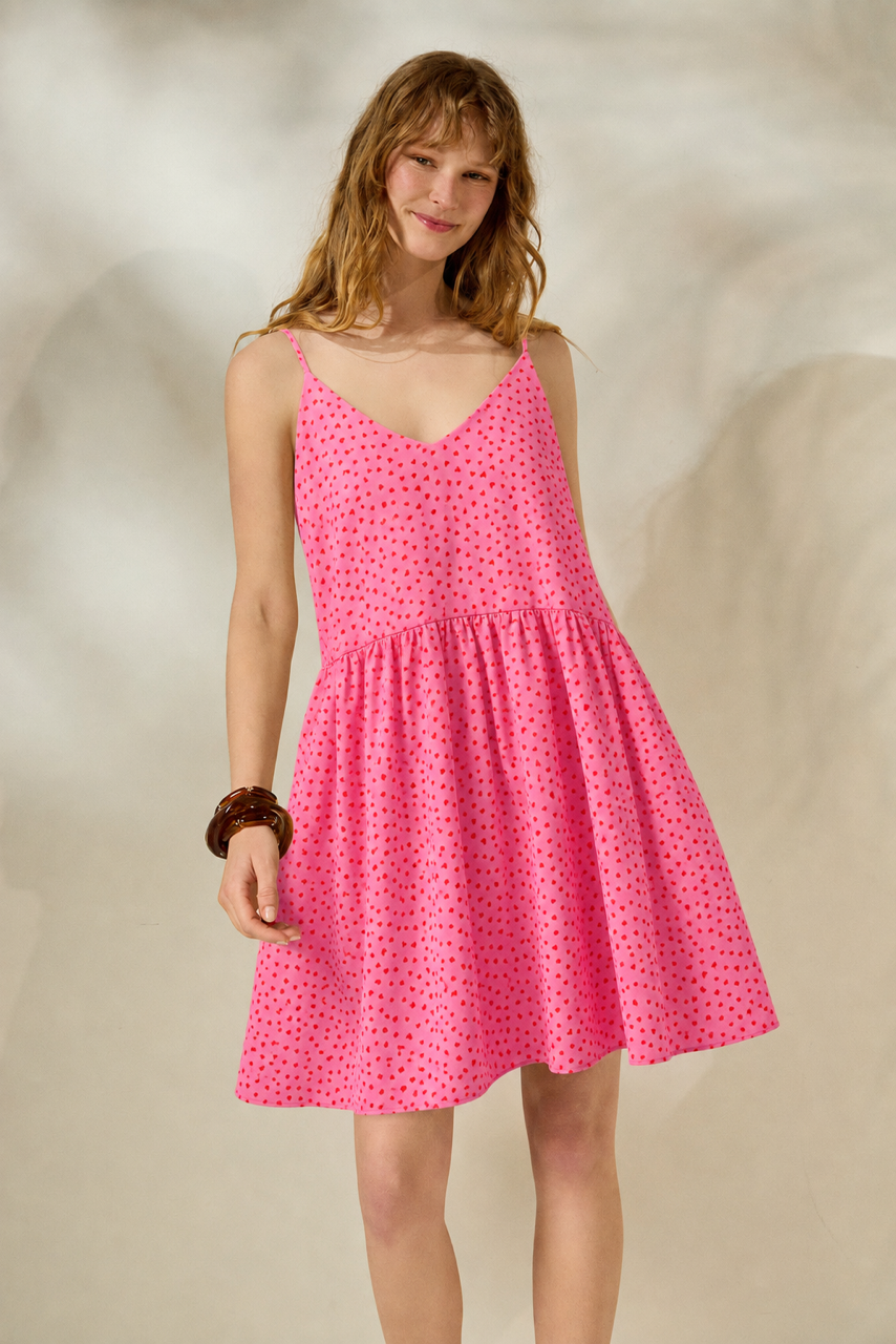 'XENIA' ΚΟΝΤΟ ΦΟΡΕΜΑ (PINK/HEARTS) MAMOUSH