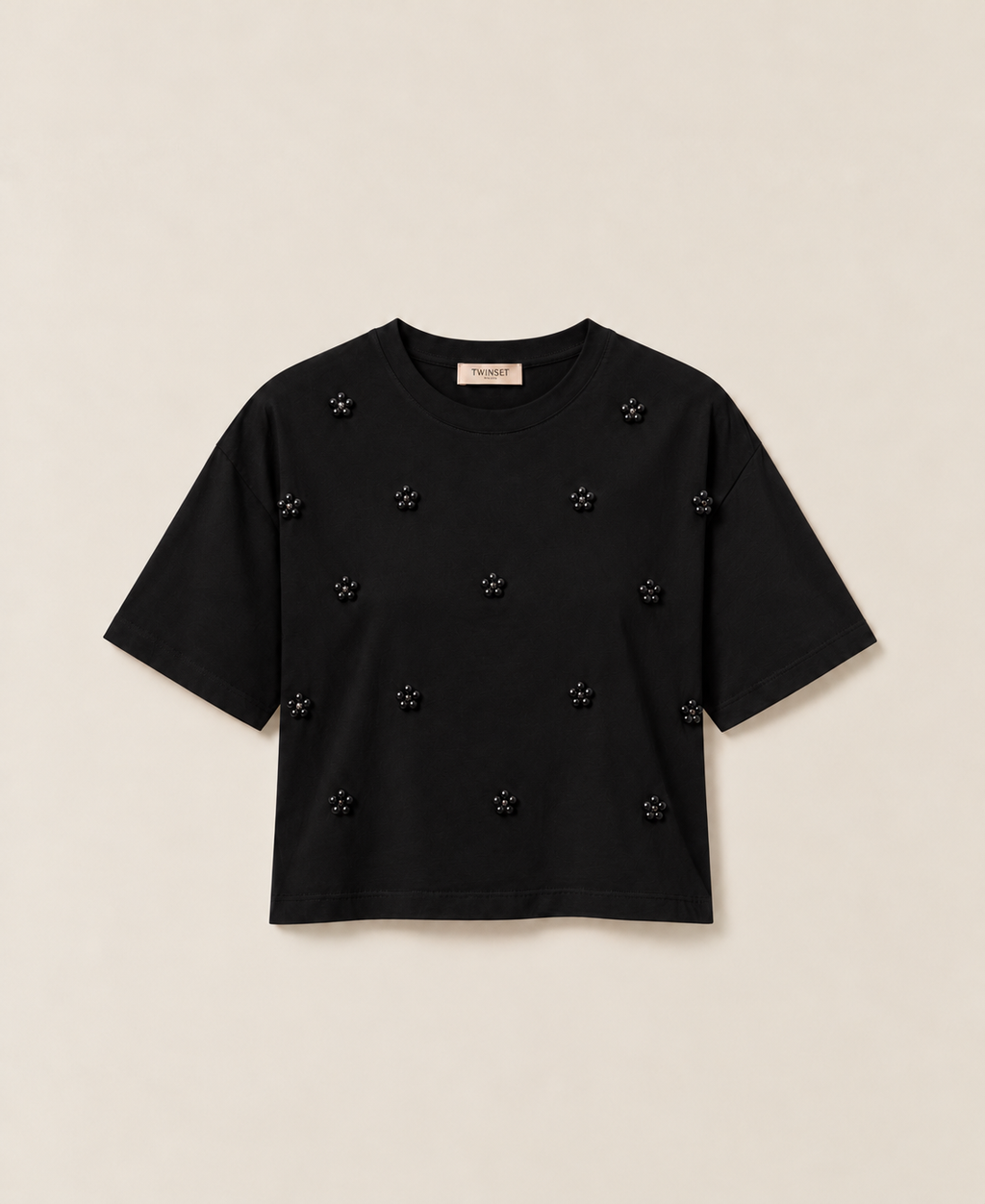 T-SHIRT ΜΕ ΠΕΡΛΕΣ (BLACK) TWINSET