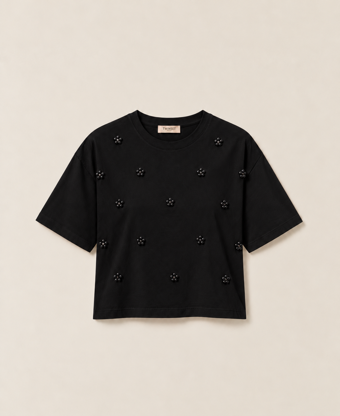 T-SHIRT ΜΕ ΠΕΡΛΕΣ (BLACK) TWINSET