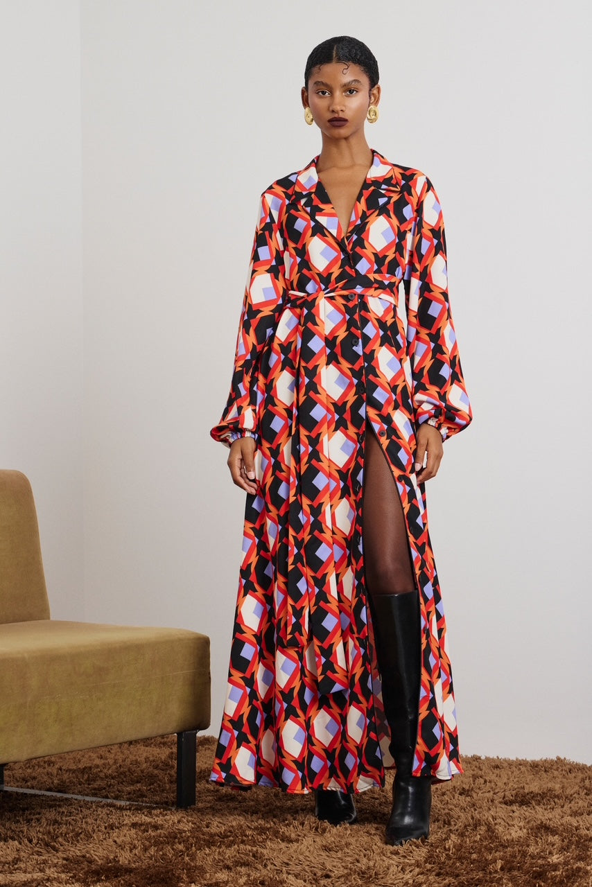 ELLI' ΣΕΜΙΖΙΕ ΜΑΞΗ ΦΟΡΕΜΑ (RHOMBUS PRINT) MAMOUSH