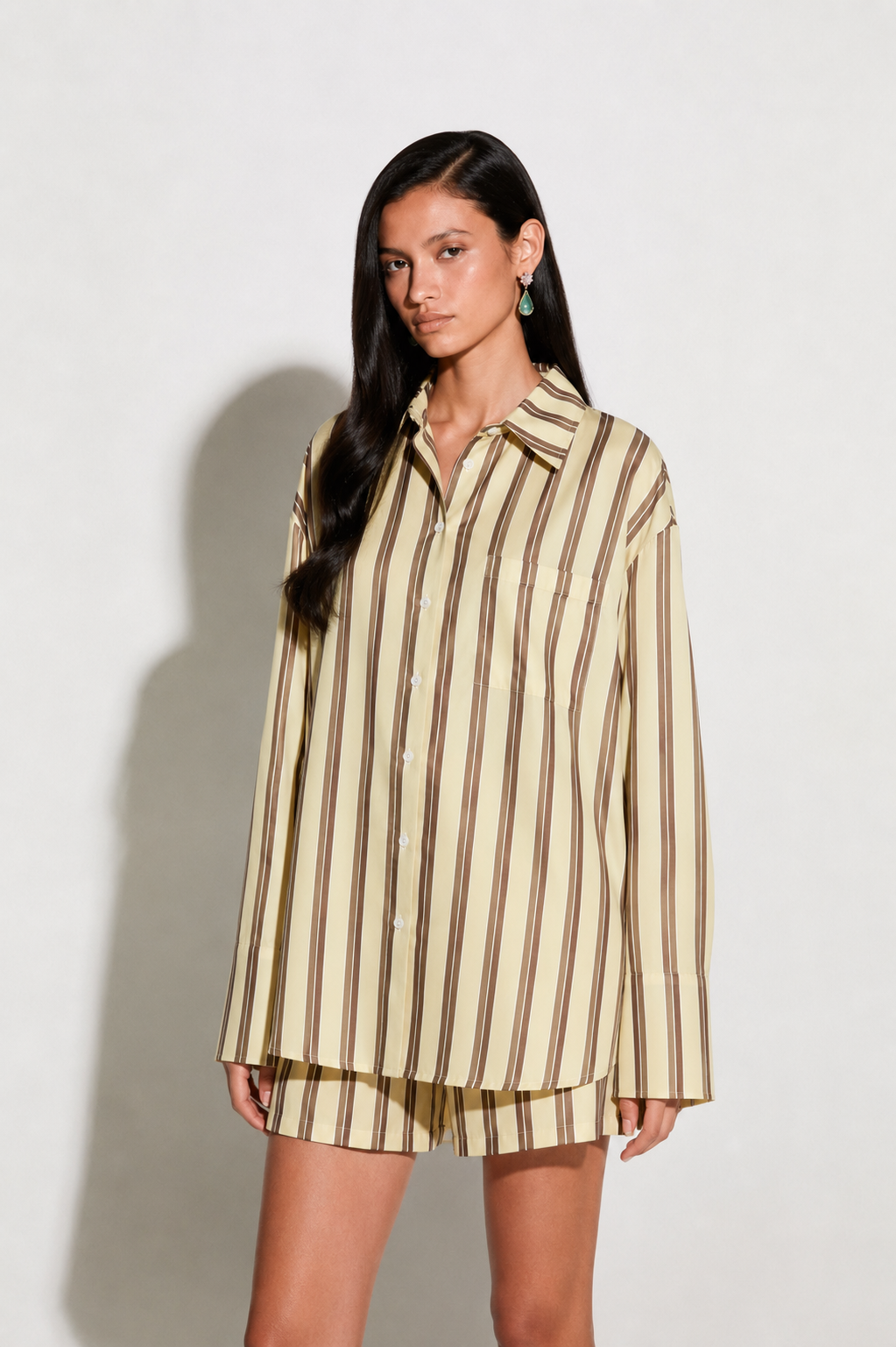 ΡΙΓΕ OVERSIZED ΠΟΥΚΑΜΙΣΟ (STRIPES BANANA) MILKWHITE