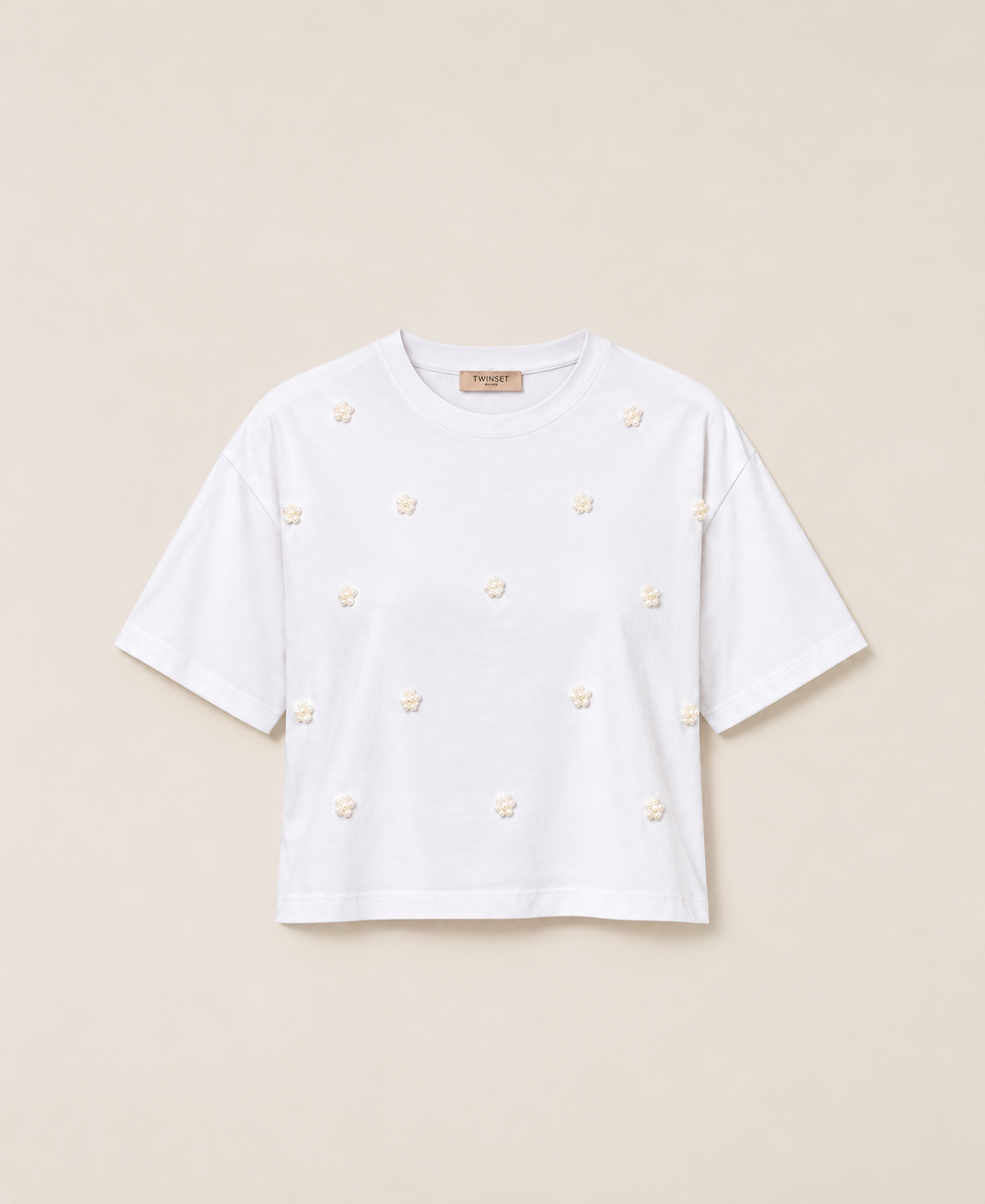T-SHIRT ΜΕ ΠΕΡΛΕΣ (WHITE) TWINSET