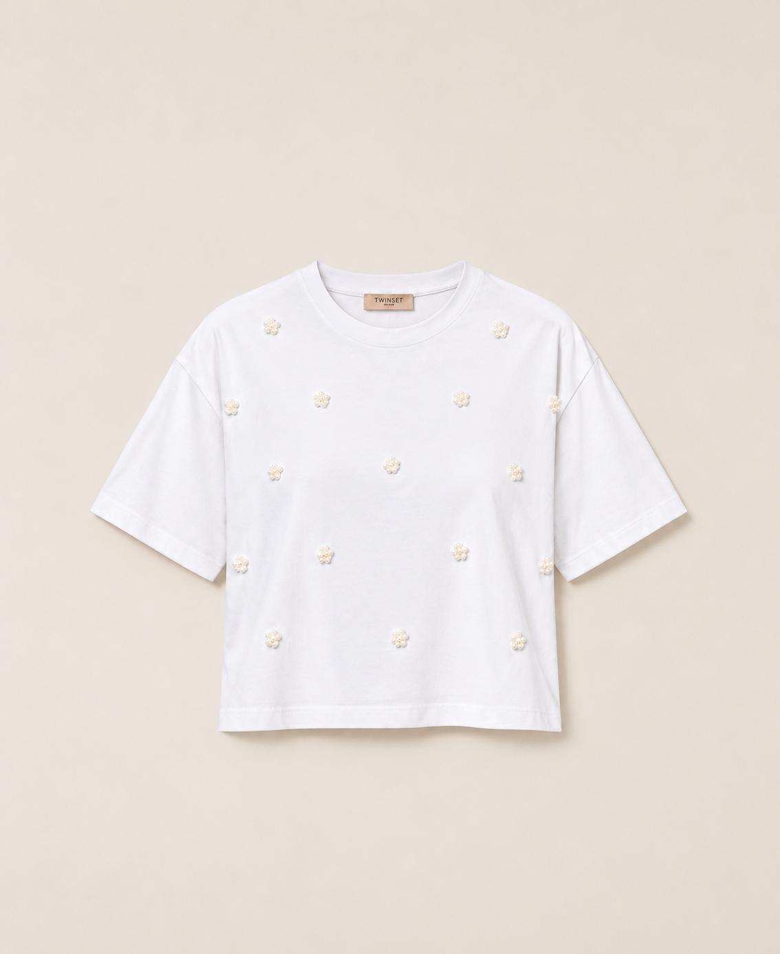 T-SHIRT ΜΕ ΠΕΡΛΕΣ (WHITE) TWINSET