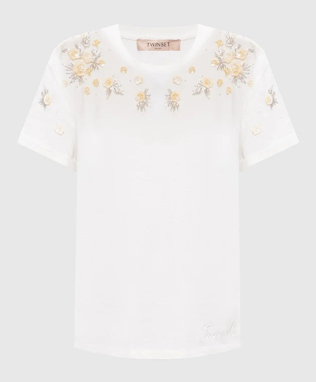 T-SHIRT ΜΕ ΑΝΑΓΛΥΦΟ ΚΕΝΤΗΜΑ TWINSET