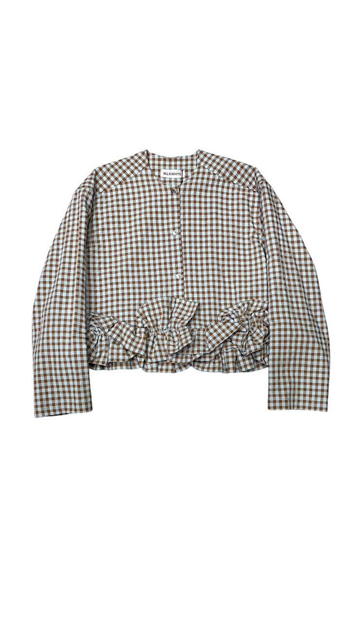 ΚΑΡΟ JACKET (MINT BROWN VICHY) MILKWHITE