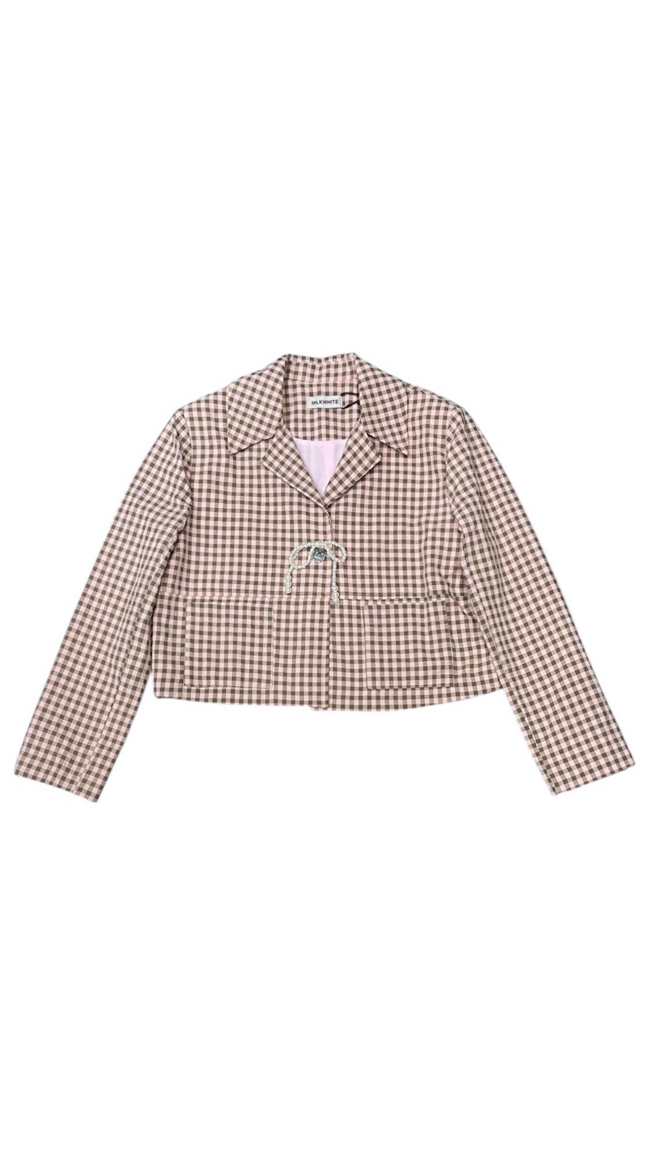 ΚΑΡΟ ΣΑΚΑΚΙ ΜΕ ΦΙΟΓΚΟ ΑΠΟ ΠΕΡΛΕΣ (PINK BROWN VICHY) MIKWHITE