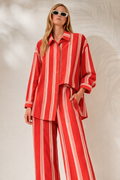'DIMITRA' ΡΙΓΕ OVERSIZED ΠΟΥΚΑΜΙΣΟ (RED/PINK) MAMOUSH