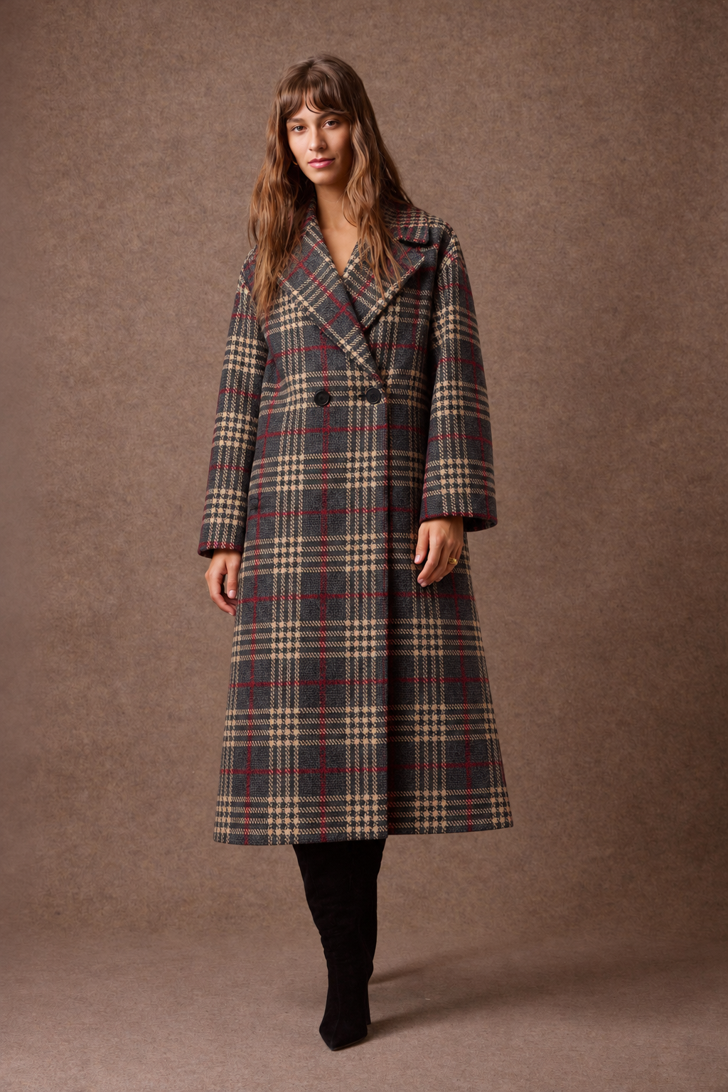 'ΜΥΡΤΟ' OVERSIZED ΚΑΡΟ ΠΑΛΤΟ (GRAY PLAID) MAMOUSH