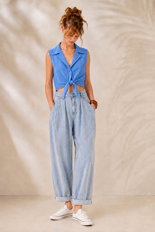 'ANNA' ΚΡΟΠ ΤΟΠ (BLUE) MAMOUSH