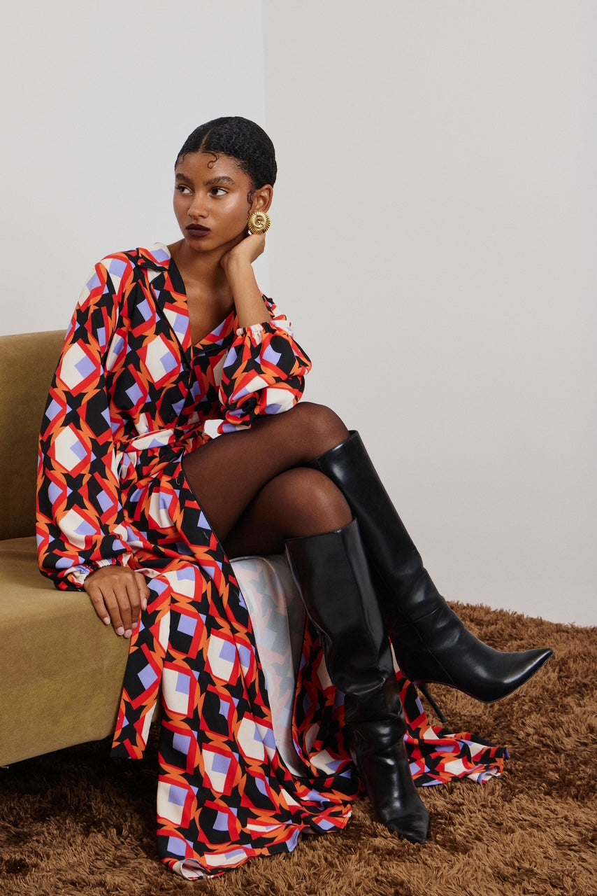 ELLI' ΣΕΜΙΖΙΕ ΜΑΞΗ ΦΟΡΕΜΑ (RHOMBUS PRINT) MAMOUSH