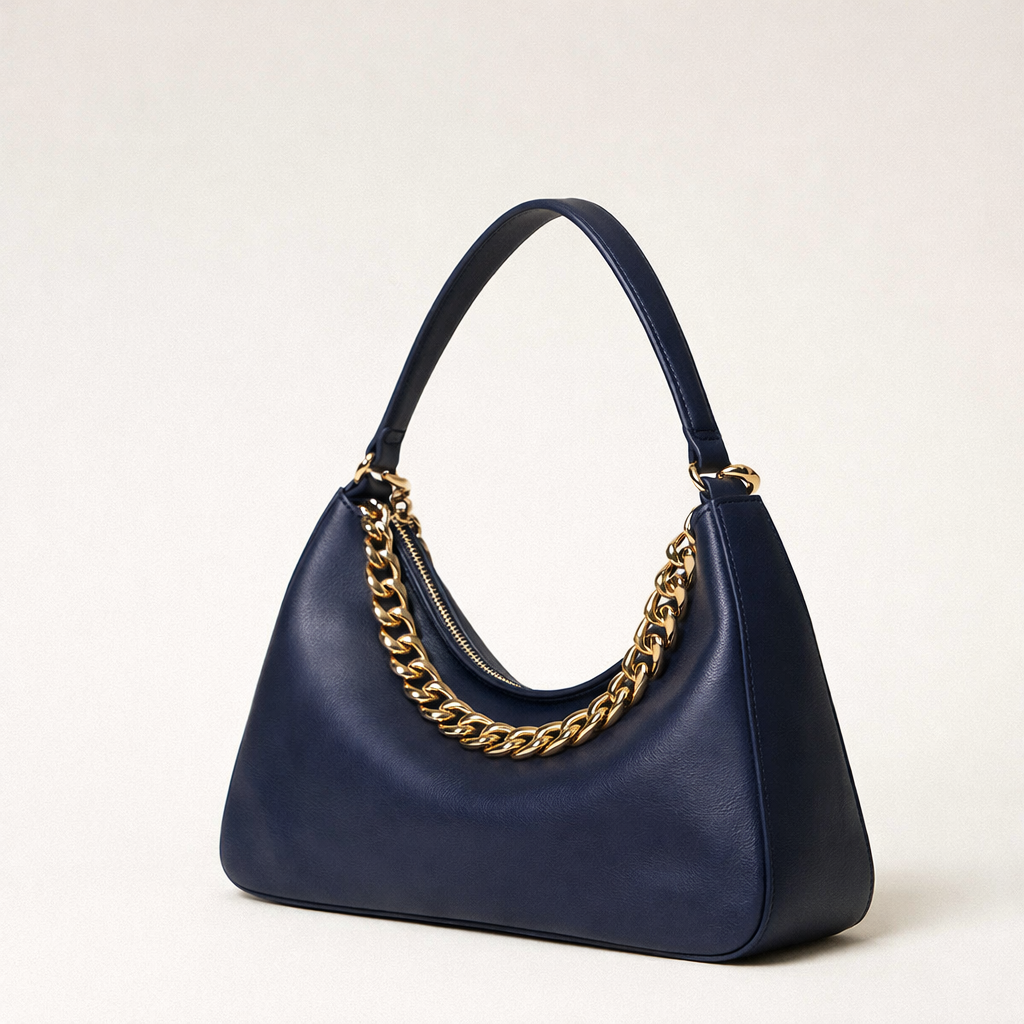 ‘LILIANE’ ΔΕΡΜΑΤΙΝΗ ΤΣΑΝΤΑ (BLUE) TWINSET