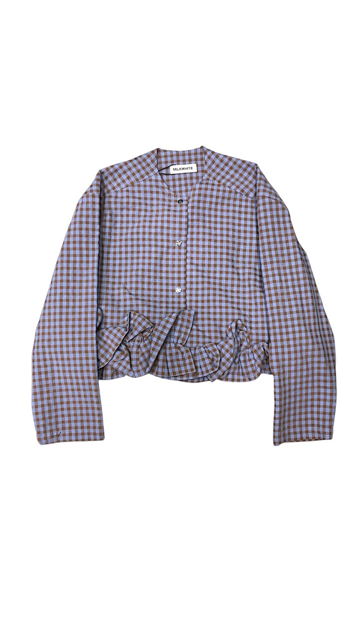 ΚΑΡΟ JACKET (BLUE BROWN VICHY) MILKWHITE