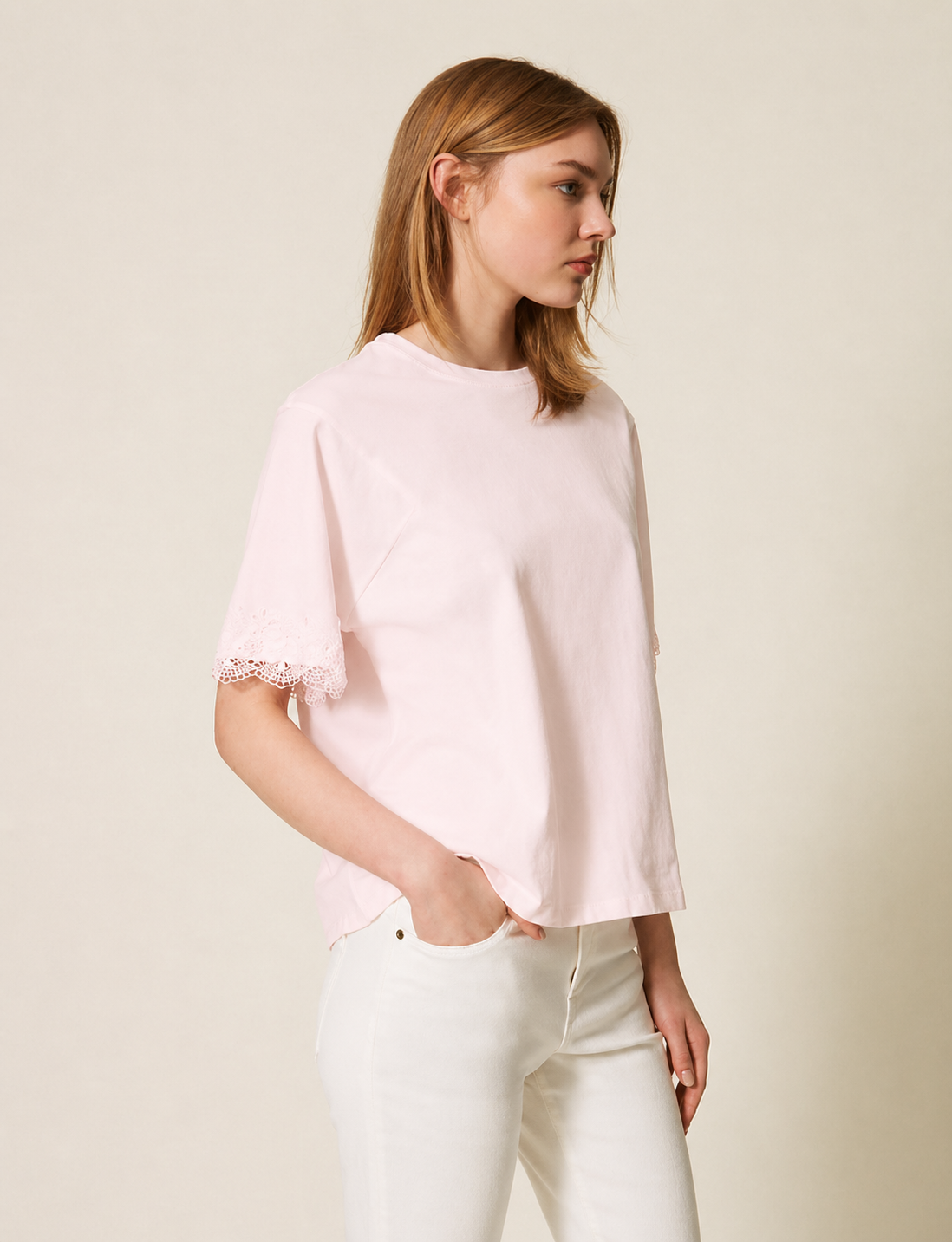 ΒΑΜΒΑΚΕΡΗ ΜΠΛΟΥΖΑ ΜΕ ΔΑΝΤΕΛΑ (PINK) TWINSET