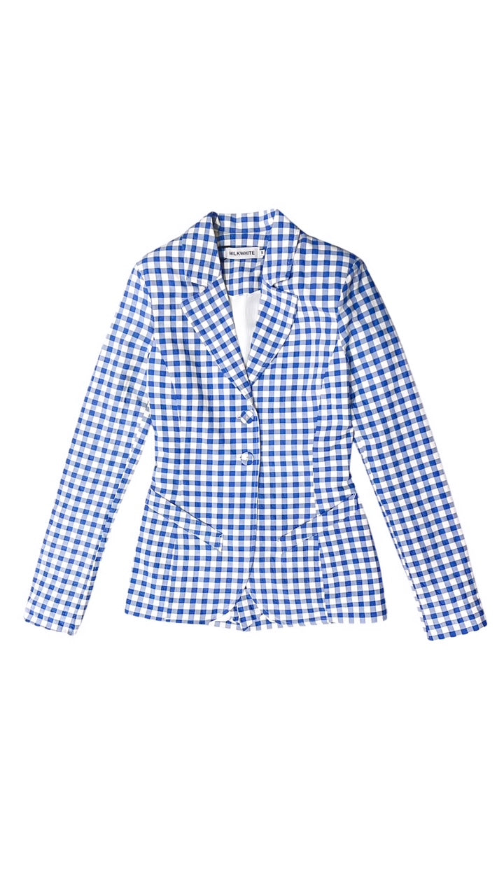 FITTED ΚΑΡΟ ΣΑΚΑΚΙ (VICHY BLUE) MILKWHITE