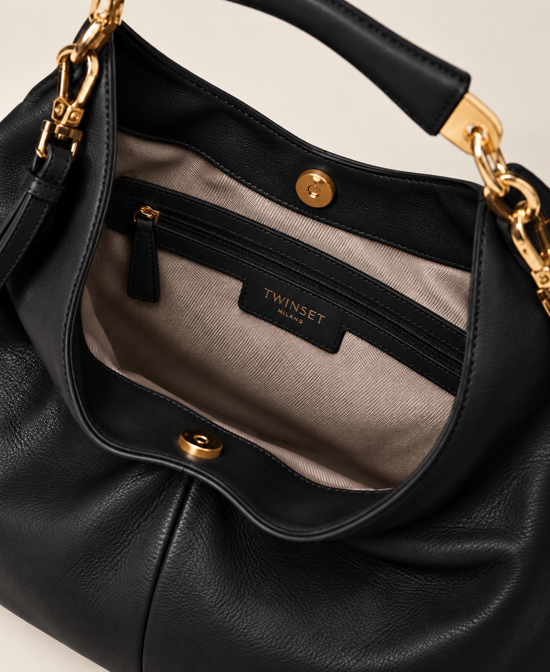 ΜΕΣΑΙΑ HOBO ΤΣΑΝΤΑ ΩΜΟΥ (BLACK) TWINSET