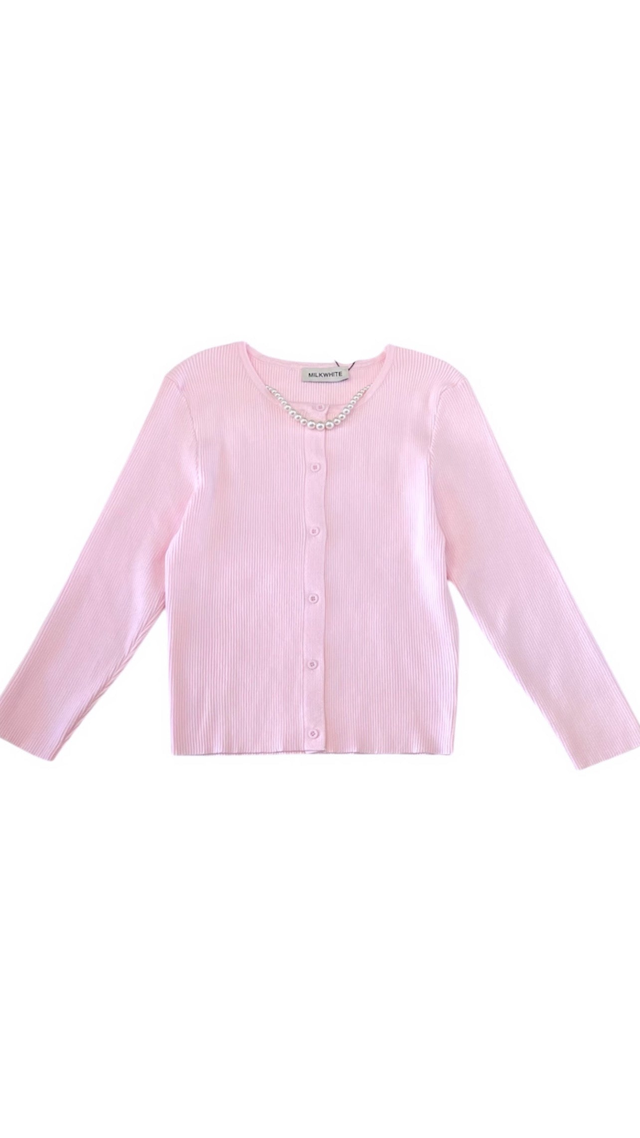 ΠΛΕΚΤΗ ΖΑΚΕΤΑ ΜΕ ΠΕΡΛΕΣ (PINK) MILKWHITE