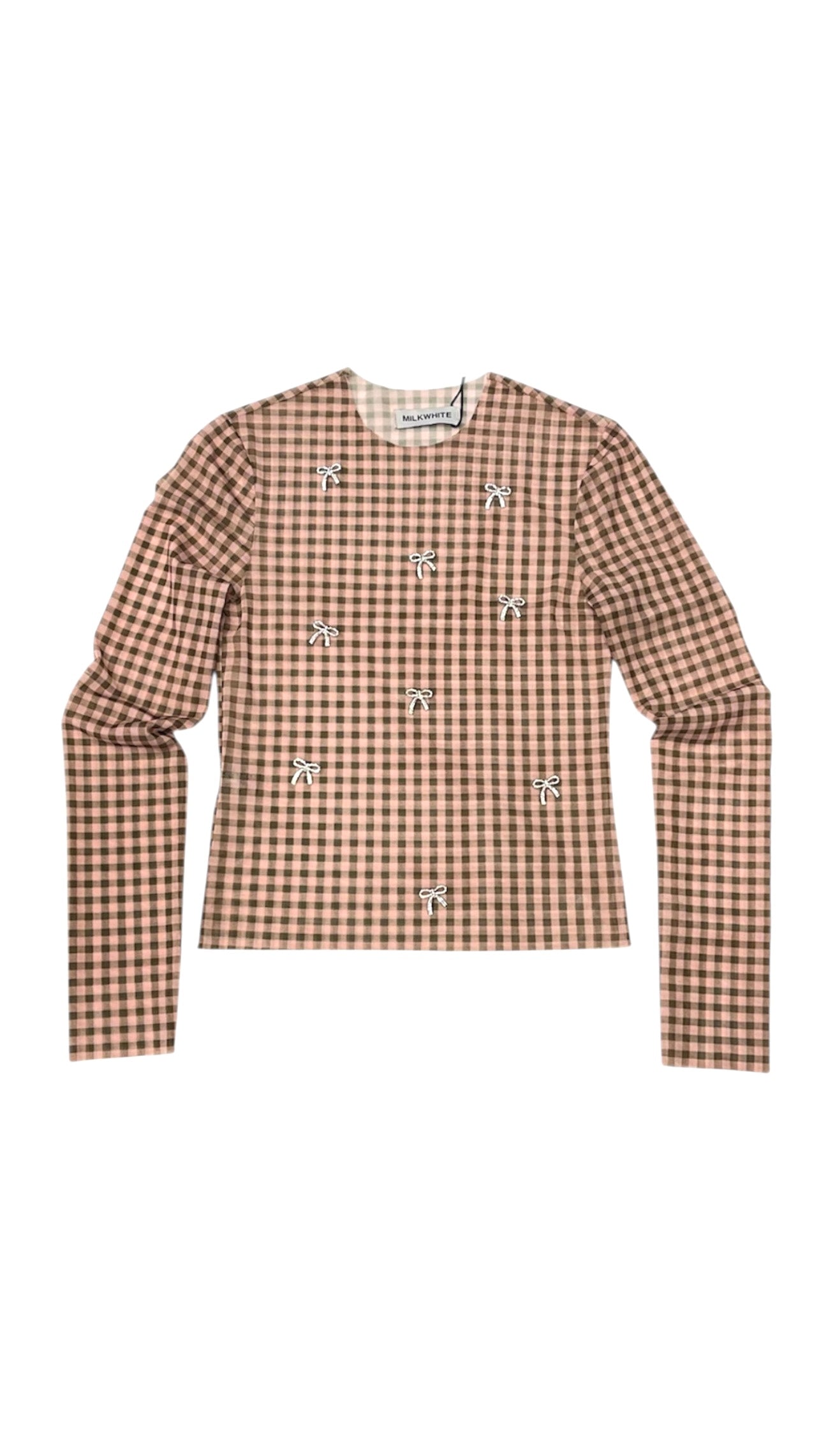 ΤΟΥΛΙΝΟ ΚΑΡΟ TOP ΜΕ ΣΤΡΑΣ ΦΙΟΓΚΑΚΙΑ (PINK BROWN VICHY) MILKWHITE