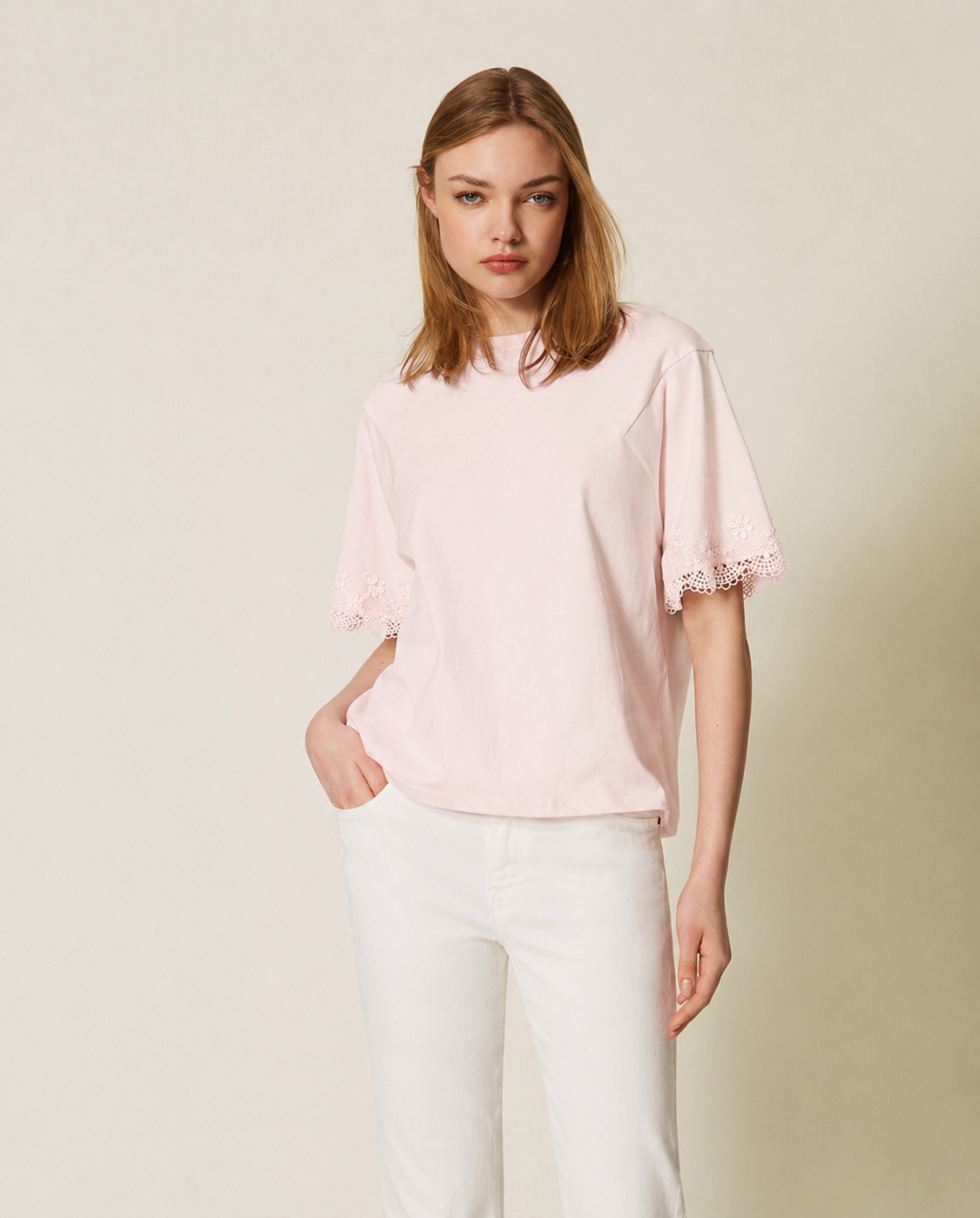 ΒΑΜΒΑΚΕΡΗ ΜΠΛΟΥΖΑ ΜΕ ΔΑΝΤΕΛΑ (PINK) TWINSET