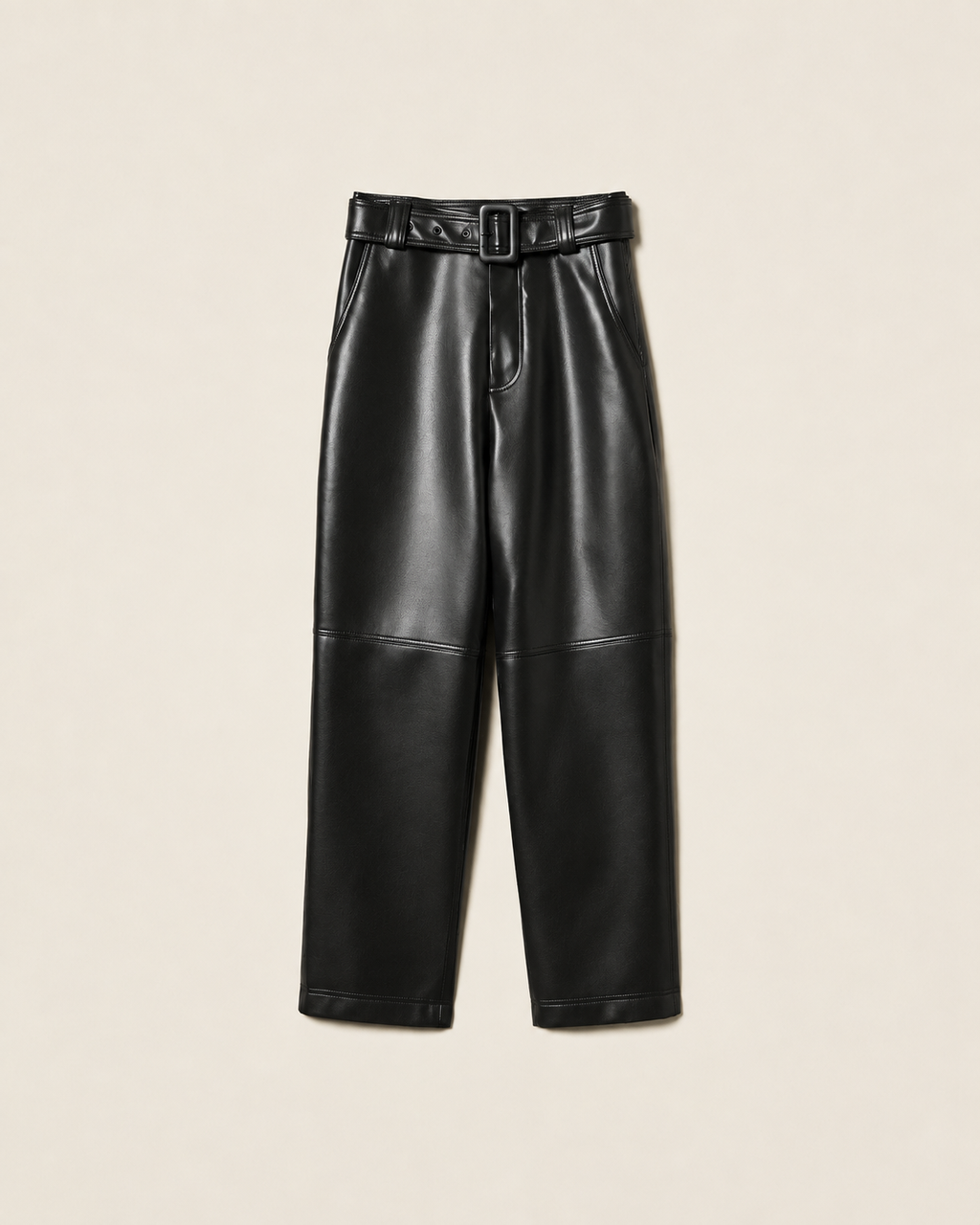 ΠΑΝΤΕΛΟΝΙ ΜΕ ΟΨΗ ΔΕΡΜΑΤΟΣ ΚΑΙ ΖΩΝΗ (BLACK) TWINSET