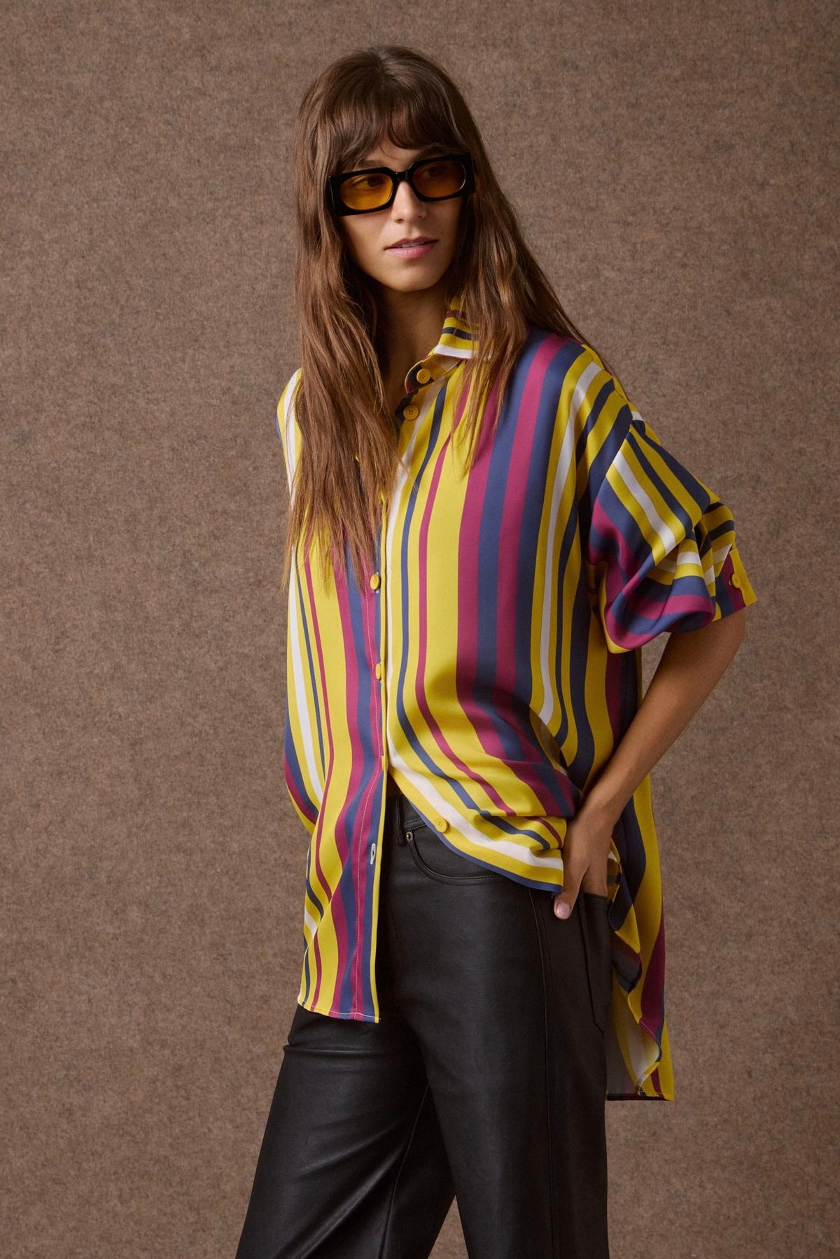 'EMMA' OVERSIZED ΡΙΓΕ ΠΟΥΚΑΜΙΣΟ (MULTICOLOR STRIPES) MAMOUSH