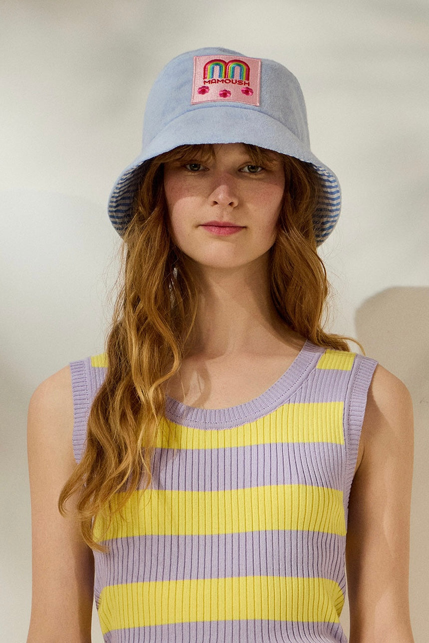 'ANTHI' ΔΙΧΡΩΜΟ ΚΑΠΕΛΟ BUCKET (PALE BLUE/BLUE STRIPED) MAMOUSH