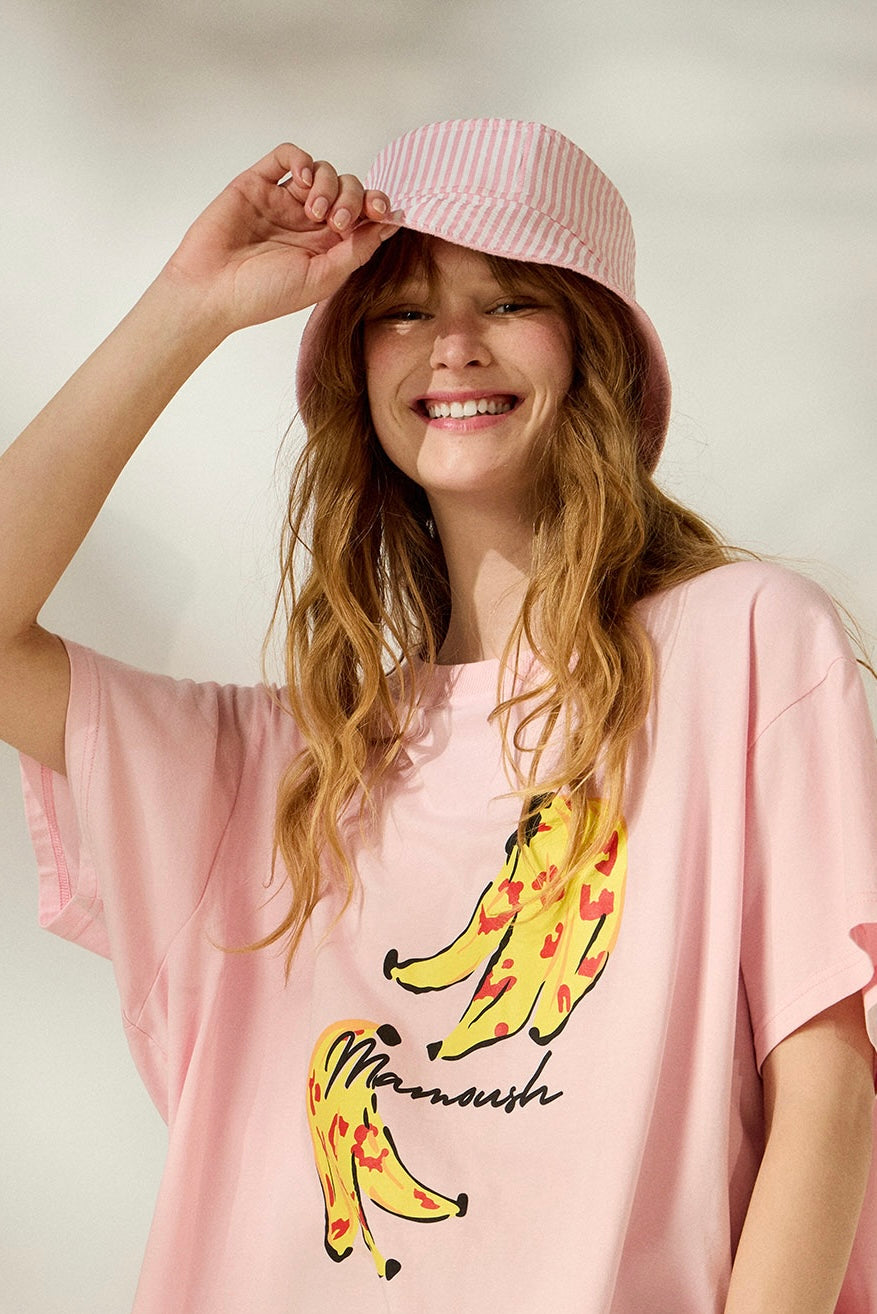 'ANTHI' ΔΙΧΡΩΜΟ ΚΑΠΕΛΟ BUCKET (PINK/PINK STRIPED)  MAMOUSH