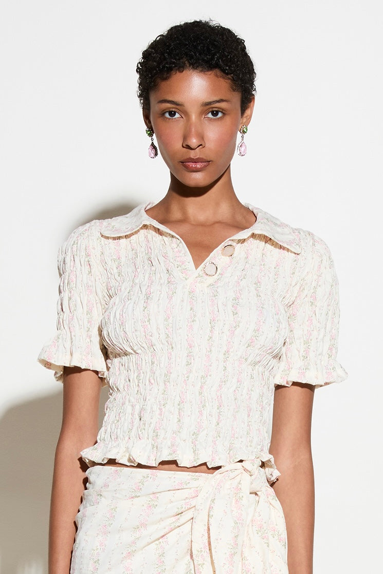 ΤΟΠ ΠΟΛΟ (PINK FL) MILKWHITE