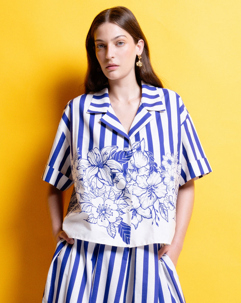 VANYA' ΒΑΜΒΑΚΕΡΟ ΠΟΥΚΑΜΙΣΟ (BLUE STRIPES) MAMOUSH