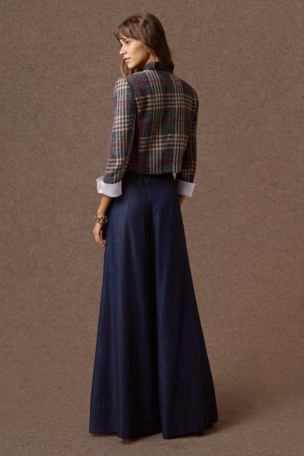 'ALEXIA' ΚΟΝΤΟ ΚΑΡΟ ΣΑΚΑΚΙ (GRAY PLAID)  MAMOUSH