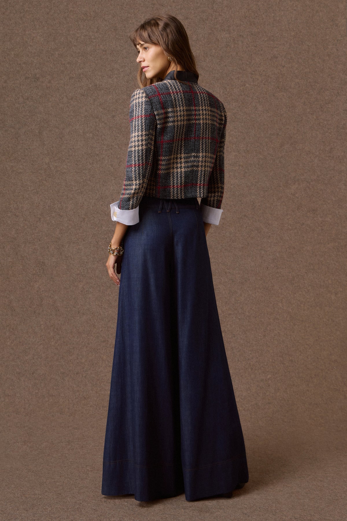 'ALEXIA' ΚΟΝΤΟ ΚΑΡΟ ΣΑΚΑΚΙ (GRAY PLAID)  MAMOUSH