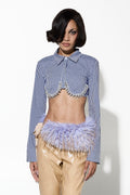 CROP CRYSTAL ΠΟΥΚΑΜΙΣΟ (BLUE CHECK) MILKWHITE