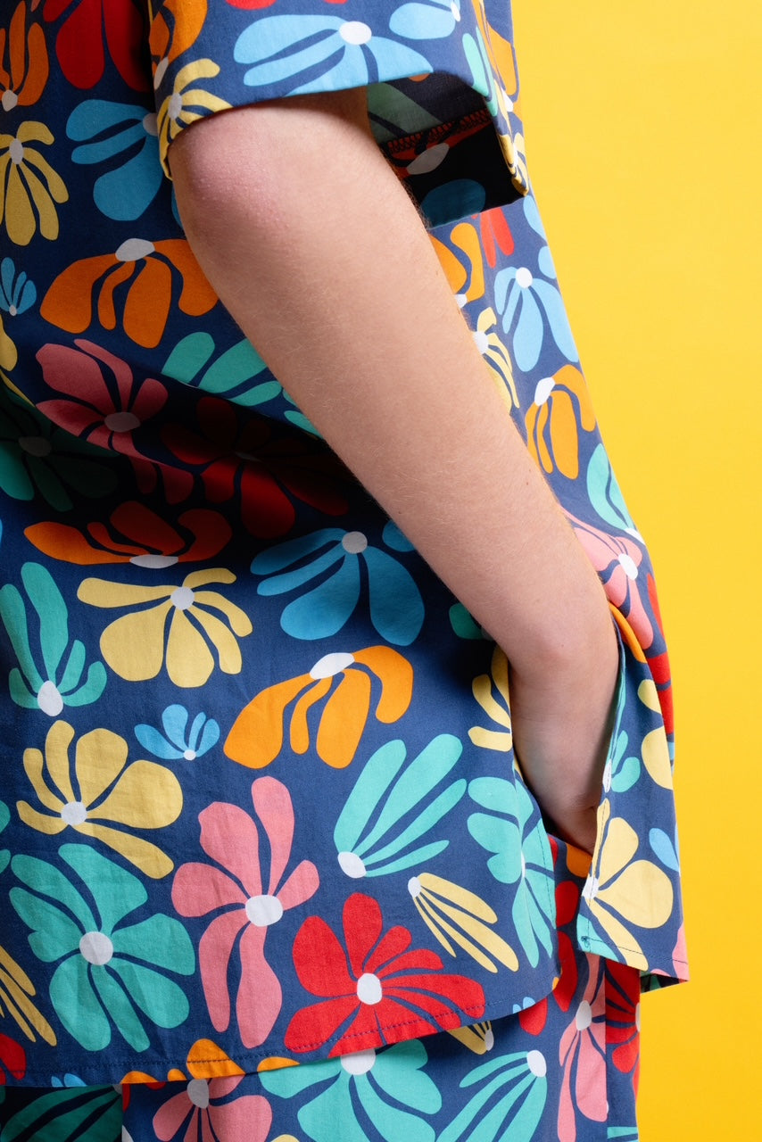 ‘ELLY’ CROPPED ΒΑΜΒΑΚΕΡΟ ΠΑΝΤΕΛΟΝΙ (BLUE FLORAL) MAMOUSH