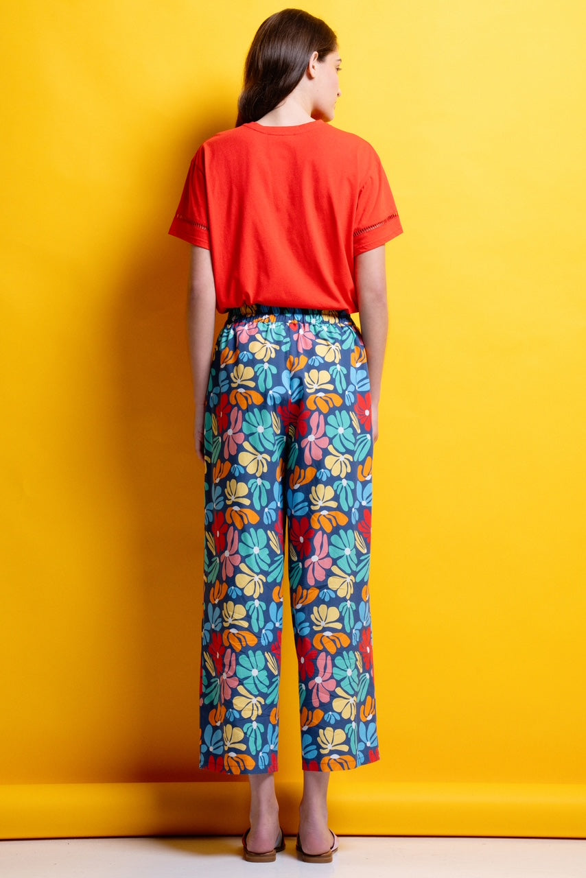 ‘ELLY’ CROPPED ΒΑΜΒΑΚΕΡΟ ΠΑΝΤΕΛΟΝΙ (BLUE FLORAL) MAMOUSH
