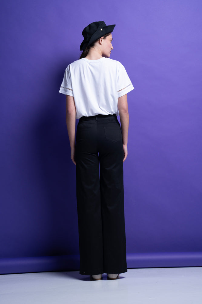 ‘IRA’  FLARED ΠΑΝΤΕΛΟΝΙ ΜΕ ΜΕΓΑΛΑ ΜΕΤΑΛΛΙΚΑ ΚΟΥΜΠΙΑ (BLACK) MAMOUSH