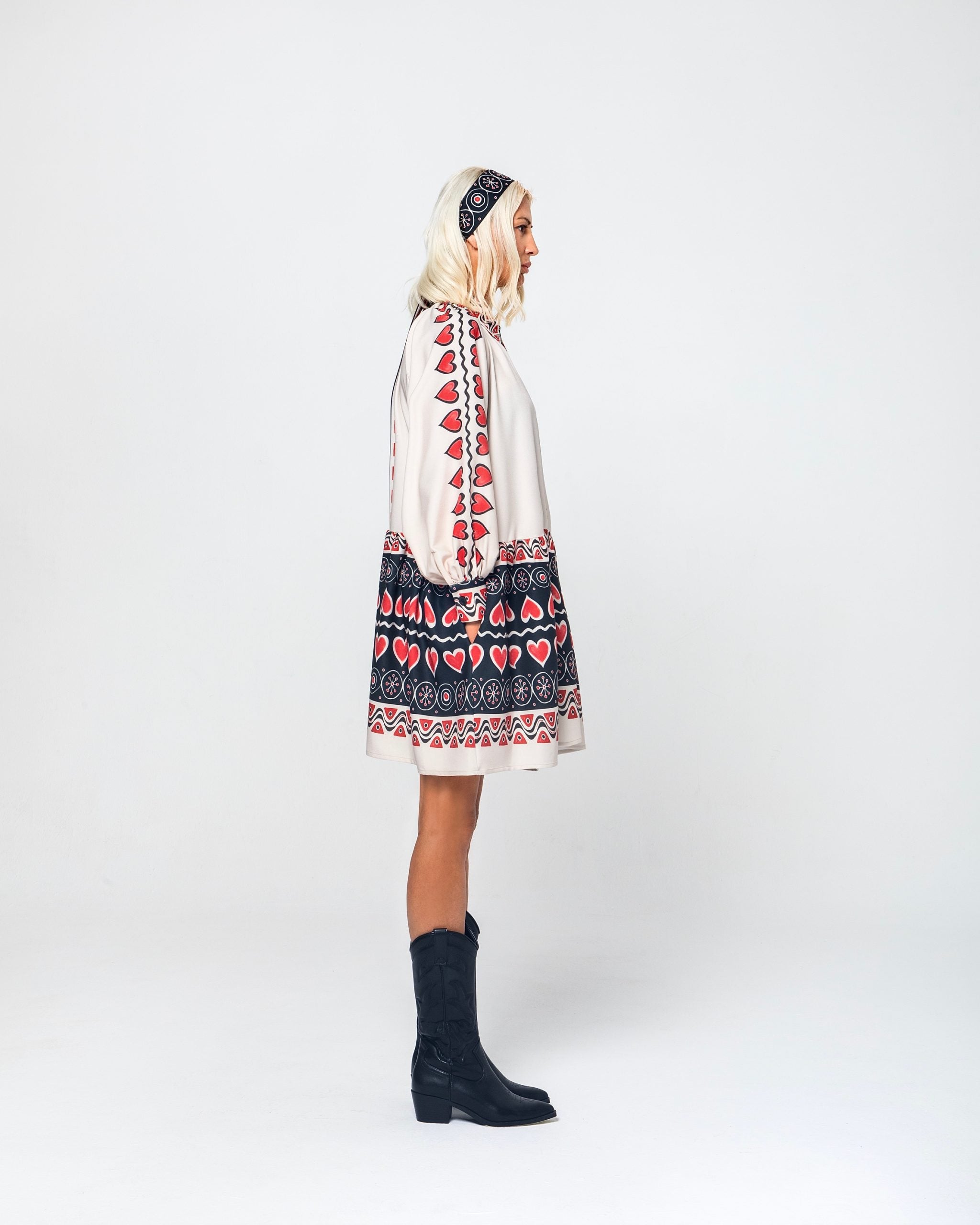 MARINA MINI ΦΟΡΕΜΑ (CREAM HEARTS) MAMOUSH