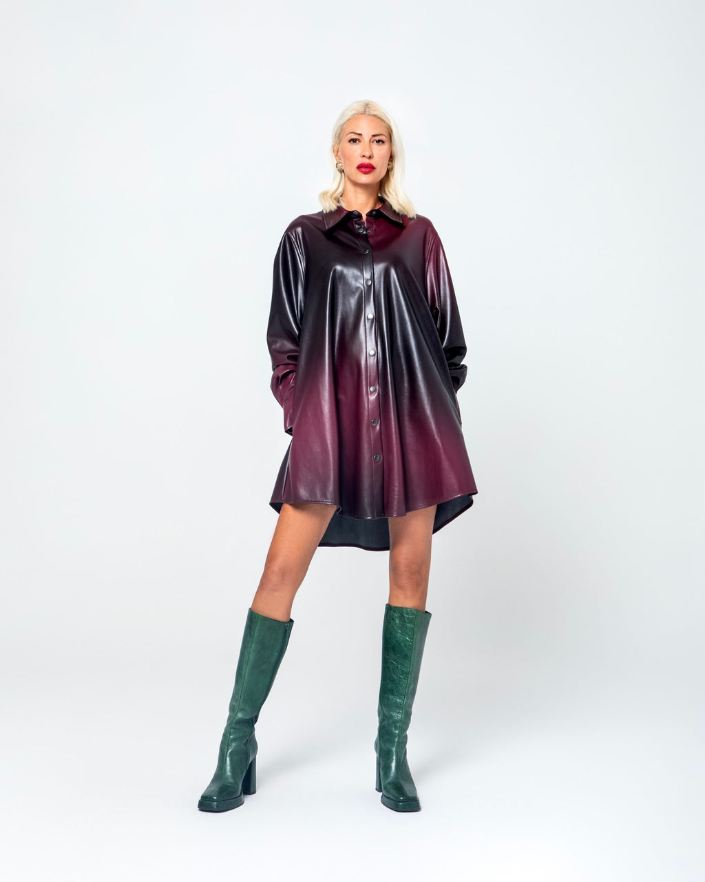 ANGELA ΔΕΡΜΑΤΙΝΟ ΚΟΝΤΟ ΦΟΡΕΜΑ (DEGRADE BURGUNDY) MAMOUSH