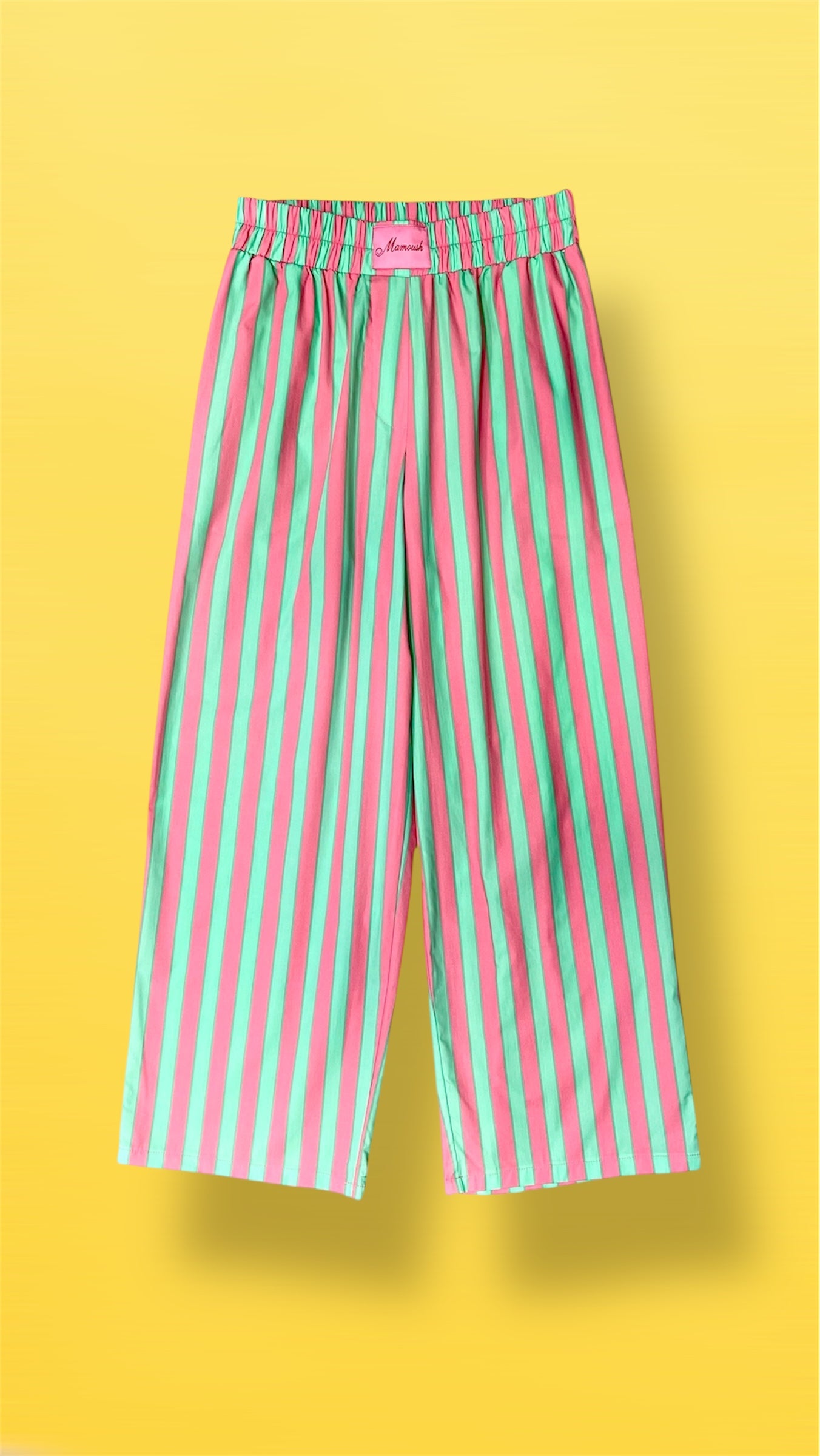 ‘ELLY’ CROPPED ΒΑΜΒΑΚΕΡΟ ΠΑΝΤΕΛΟΝΙ (STRIPED PINK/GREEN) MAMOUSH