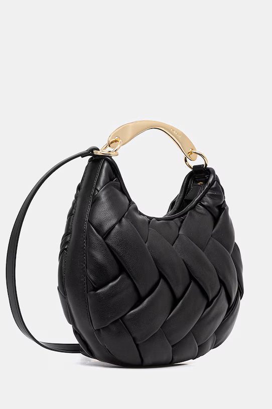 ΧΕΙΡΟΠΟΙΗΤΗ ΤΣΑΝΤΑ ΠΛΕΞΟΥΔΑ "CROISSANT" (BLACK) TWINSET