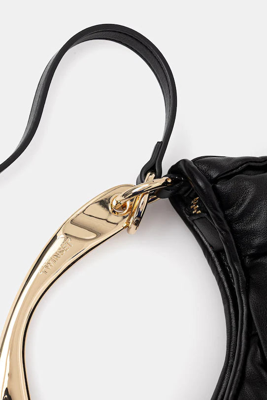 ΧΕΙΡΟΠΟΙΗΤΗ ΤΣΑΝΤΑ ΠΛΕΞΟΥΔΑ "CROISSANT" (BLACK) TWINSET