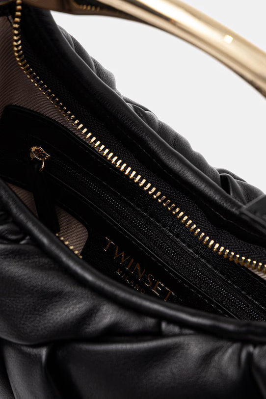 ΧΕΙΡΟΠΟΙΗΤΗ ΤΣΑΝΤΑ ΠΛΕΞΟΥΔΑ "CROISSANT" (BLACK) TWINSET